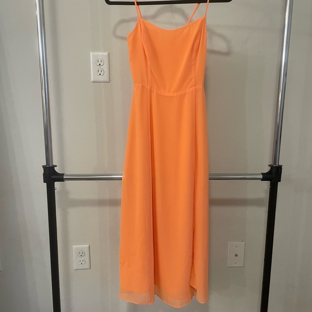 Wilfred Orange Midi Sundress with Adjustable Spaghetti Straps
